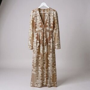 NWT For Love & Lemons Women's XL Temecula Lace Embroidered Pretty Maxi Dress